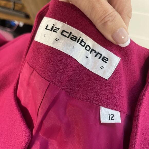 Vintage Liz Claiborne Suits Jacket Blazer size 12 Hot Pink Wool Glamour 90's Y2K - Picture 10 of 10